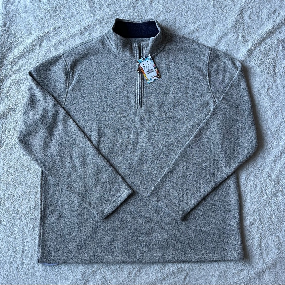 Robert Graham Kenwood 1/4 Zip Pullover Classic Fit Mens Light Gray Sz XL NWT